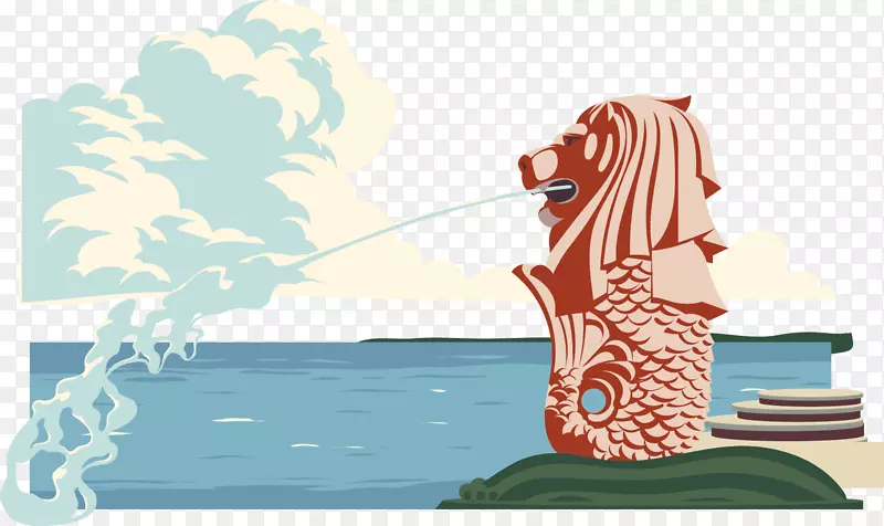 鱼尾狮海浪