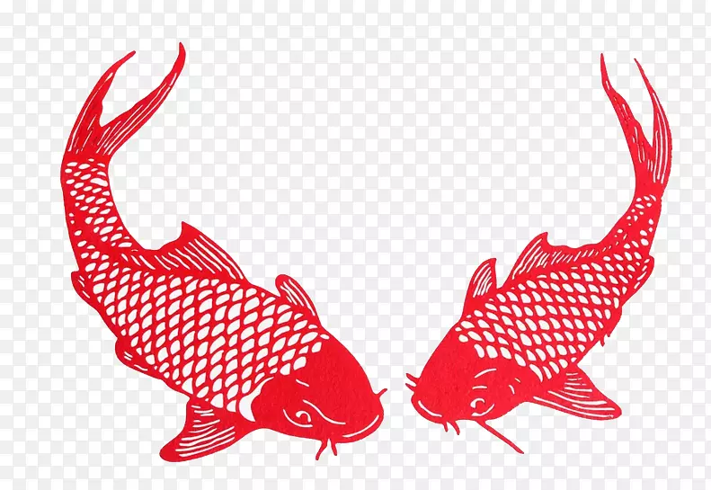 水墨红色鲤鱼绘画