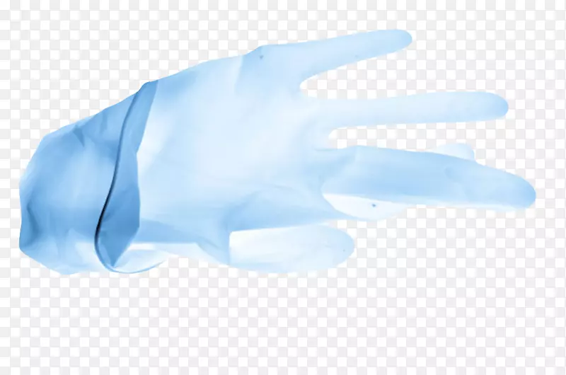 一副半透明的蓝色手套实物