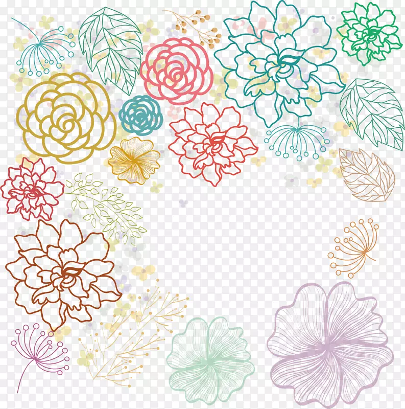 五彩手绘花朵花纹