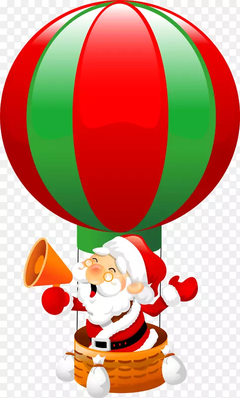 卡通热气球圣诞老人