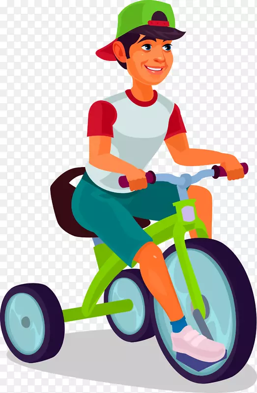 卡通骑自行车的男人