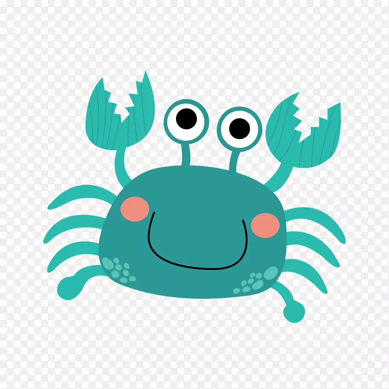 卡通可爱的蓝色螃蟹PNG