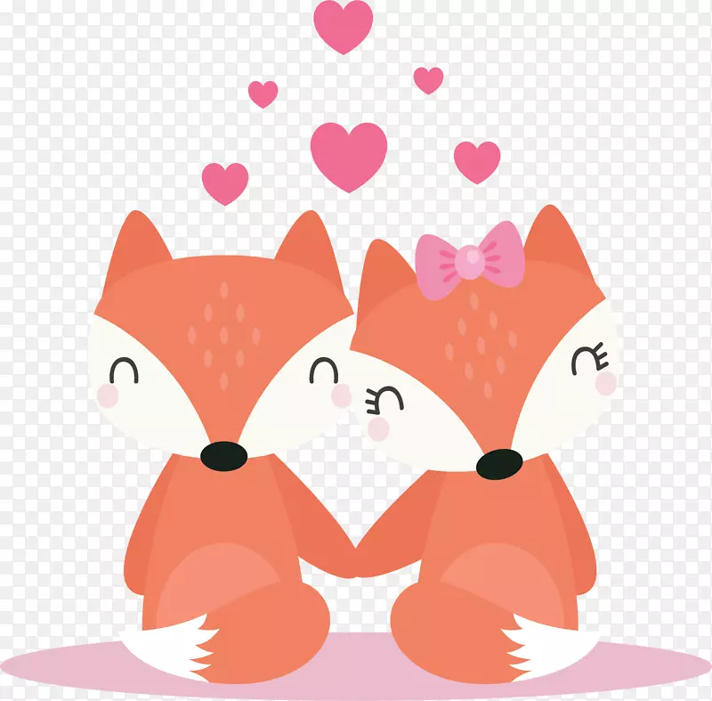 爱心气泡狐狸情侣