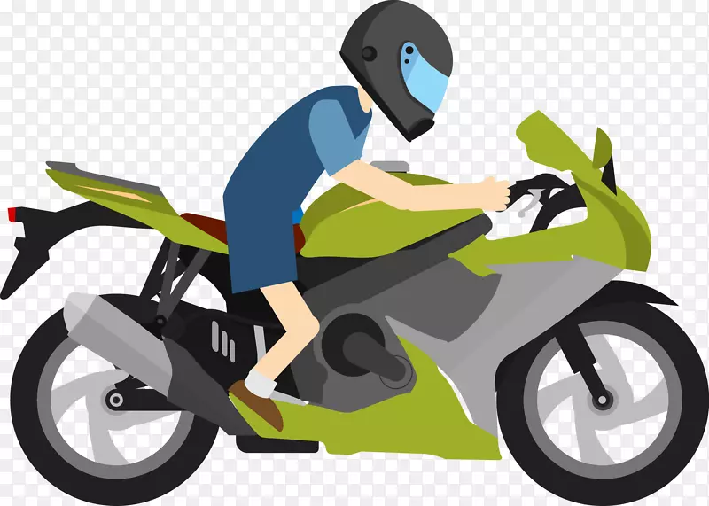 扁平化骑摩托车的男人图