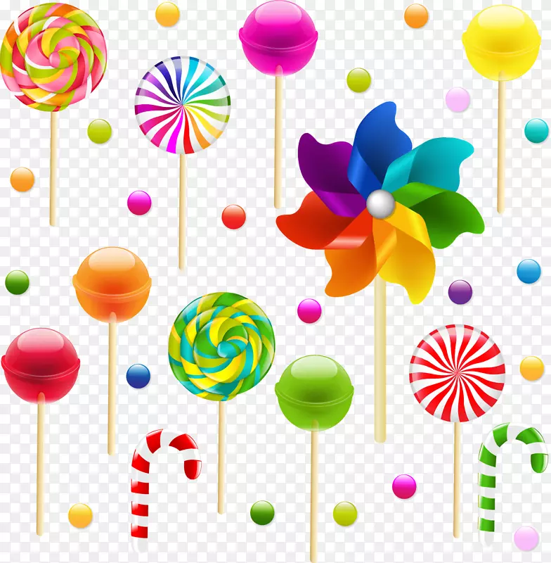 彩色可爱创意棒棒糖装饰图案