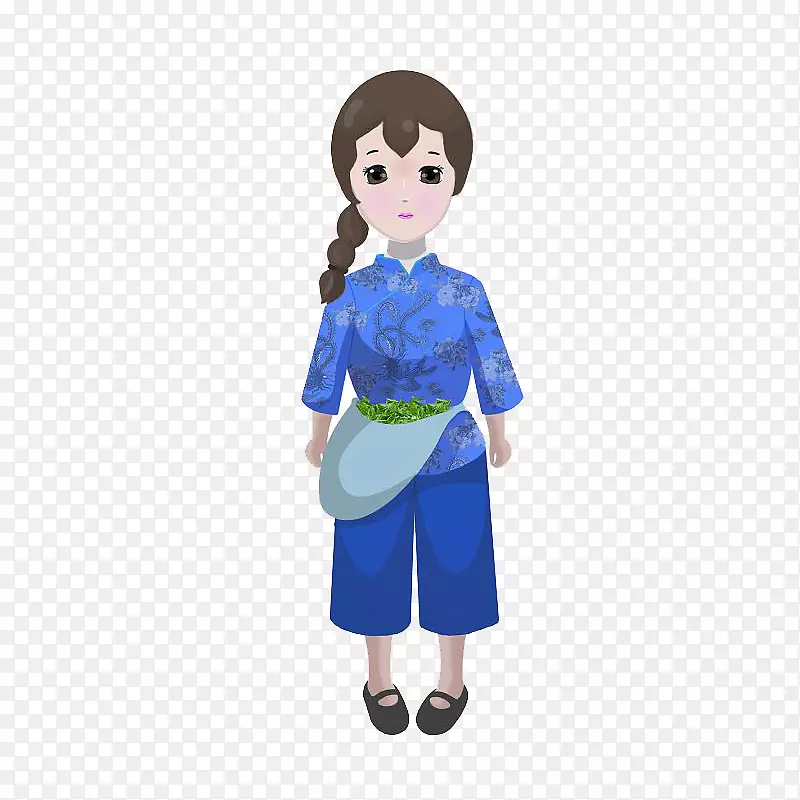 q版采茶的小姑娘手绘彩绘图