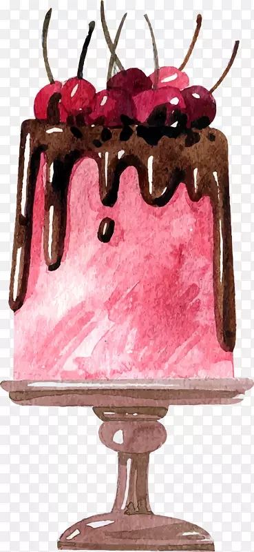 粉色水彩巧克力布丁