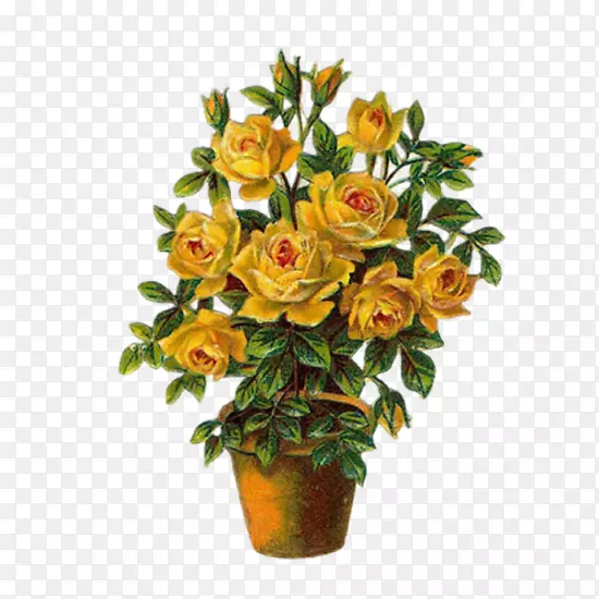 免抠透明黄色玫瑰花