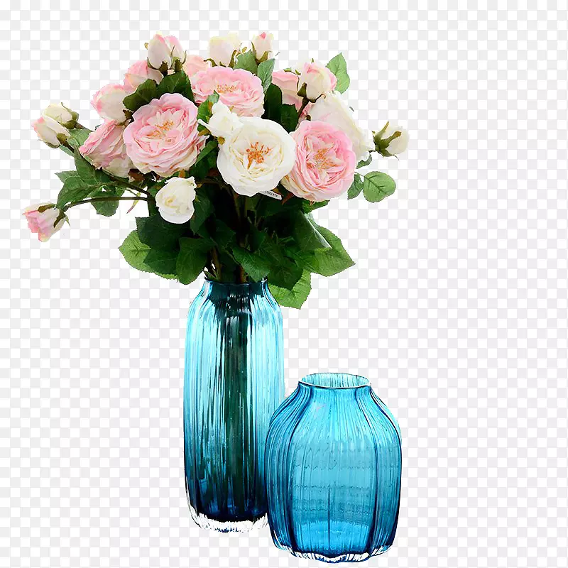 蓝色透明花瓶