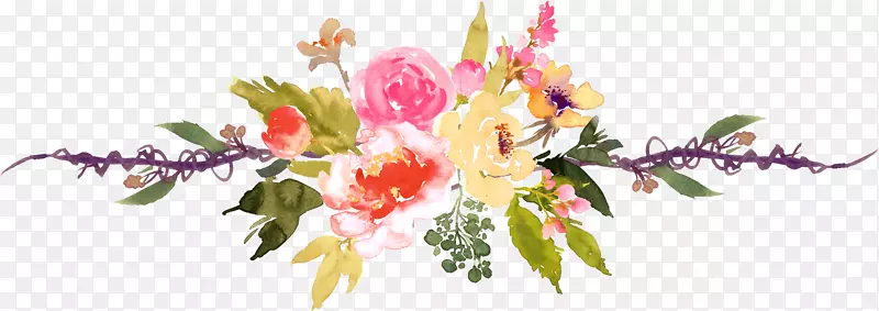 手绘水彩花朵边框装饰