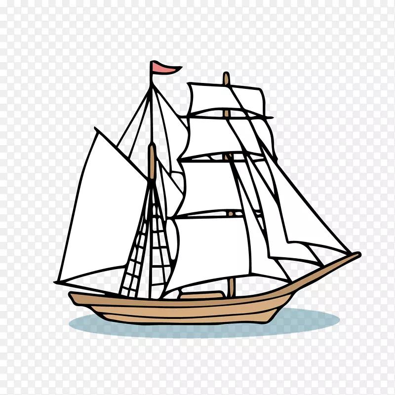 卡通白色航海帆船