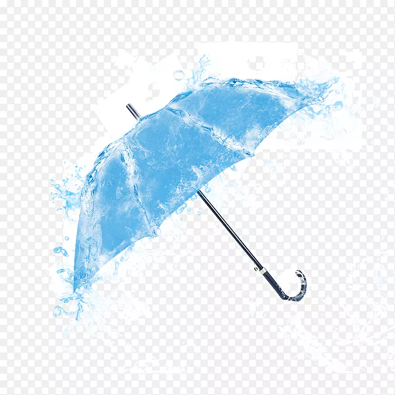 卡通手绘蓝色的伞