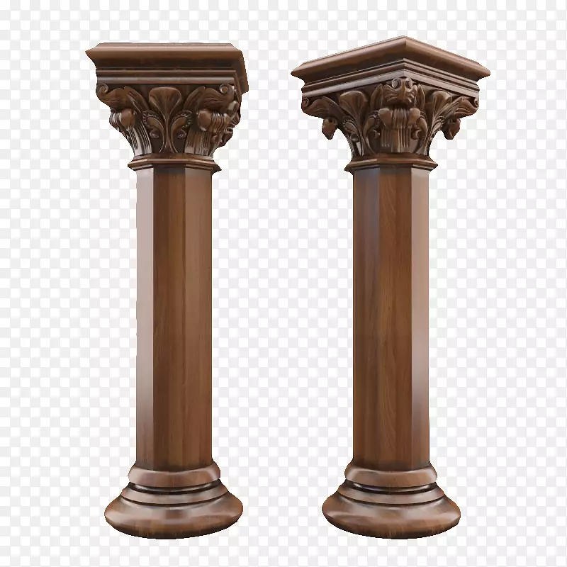 两个简单棕色木头柱子