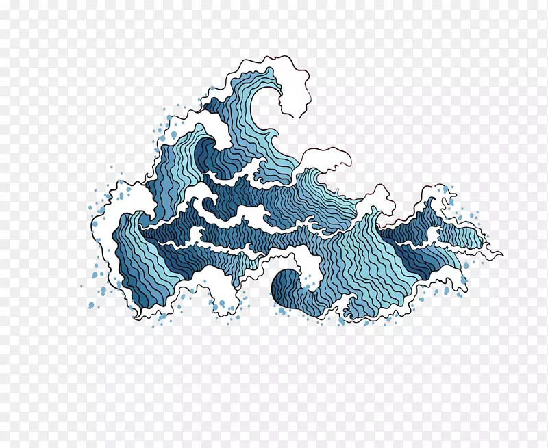 立体蓝色海浪免抠图