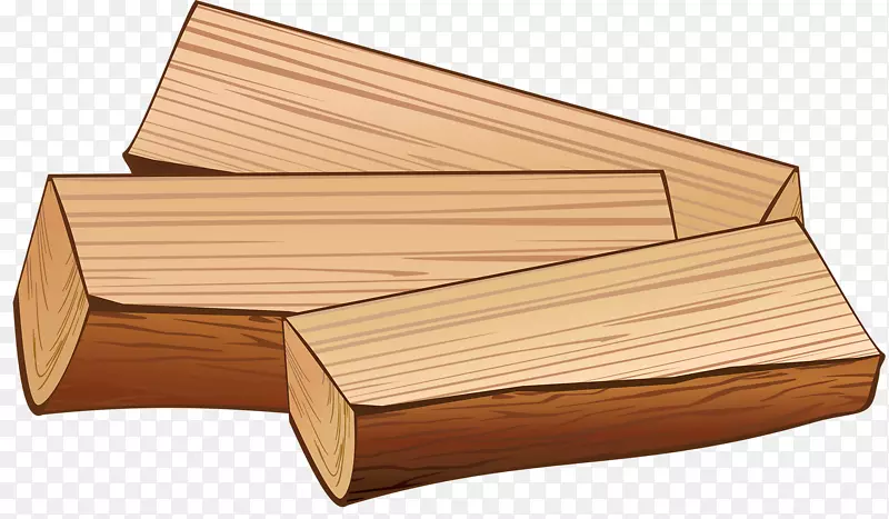 三块被劈开的木头