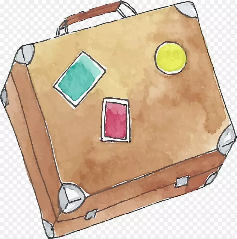 水彩手绘行李箱手提箱