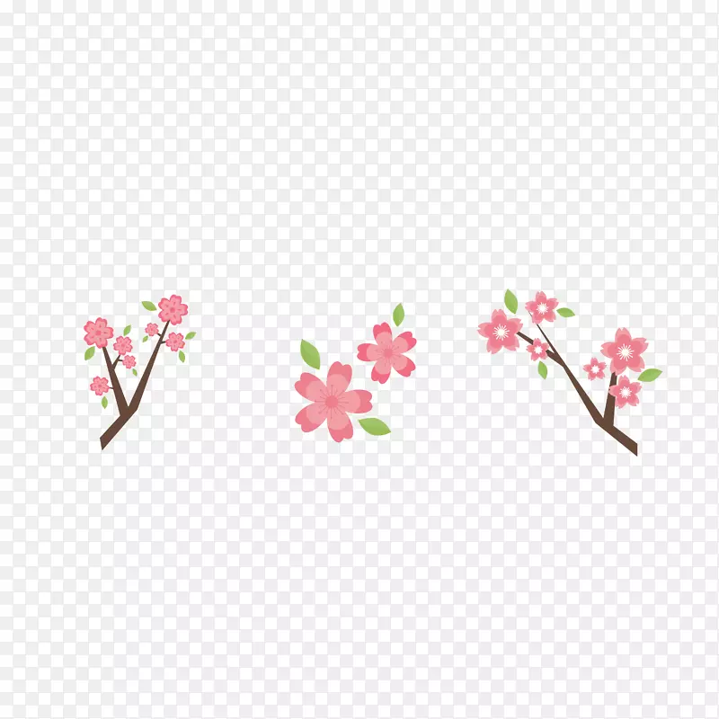 手绘粉色桃花和树枝