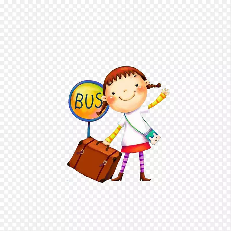 在巴士站拖着行李箱的女孩