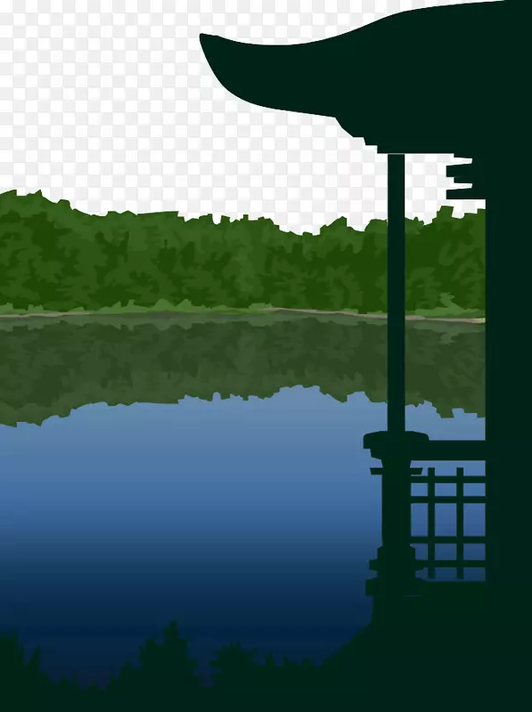 手绘池塘