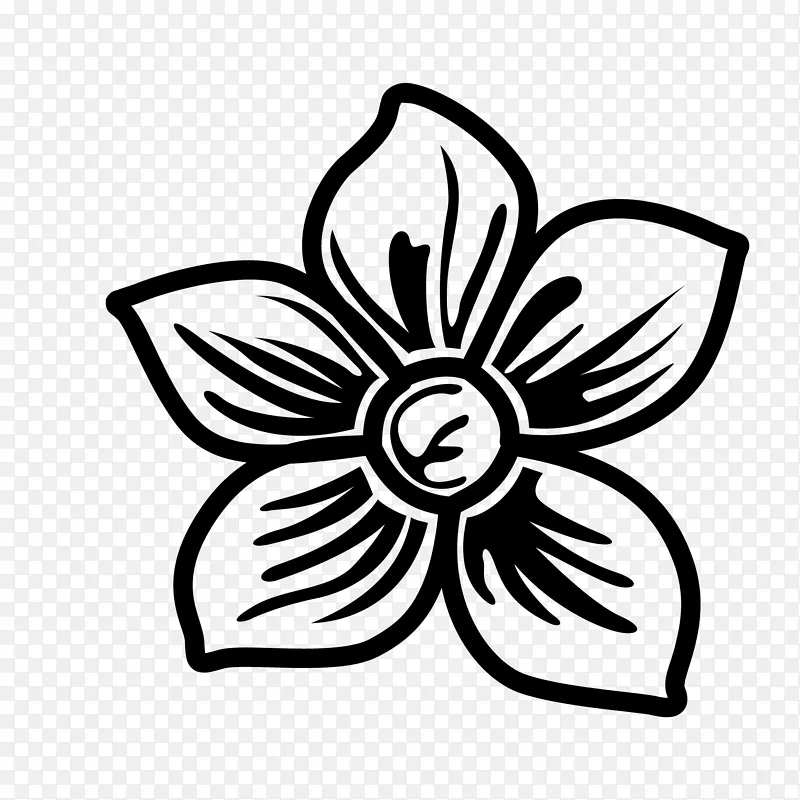 黑白圆形线条花花朵