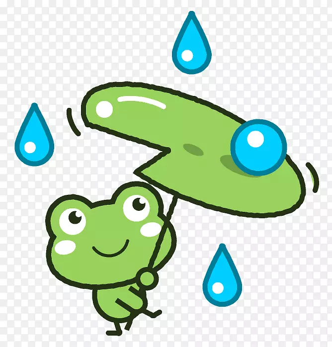 卡通雨季里的青蛙