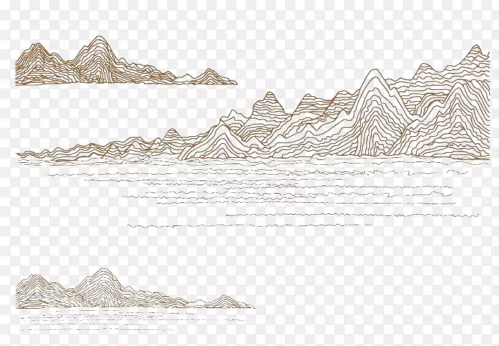 卡通手绘美丽的山水画