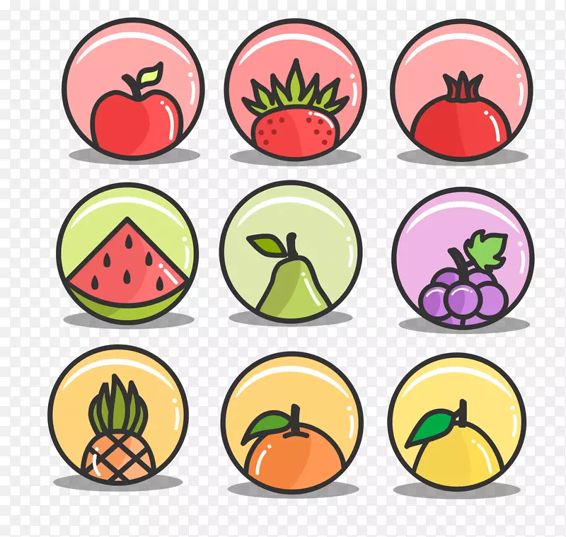 圆形常见水果PNG图标