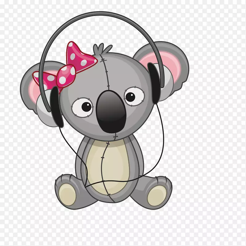 卡通版戴耳机的小老鼠