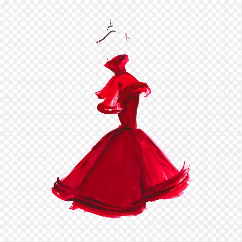 红色性感华丽礼服