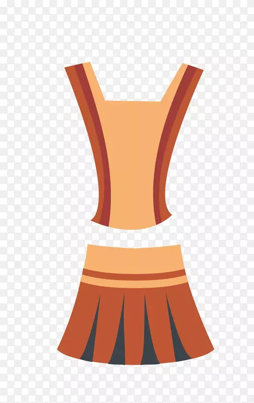 矢量卡通扁平化橙色吊带裙子png