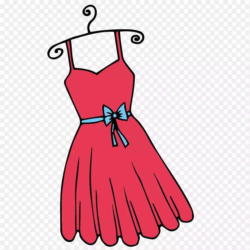 卡通手绘红色的连衣裙