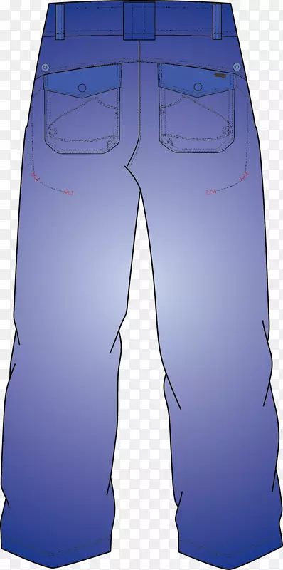 蓝色卡通休闲长裤素材图