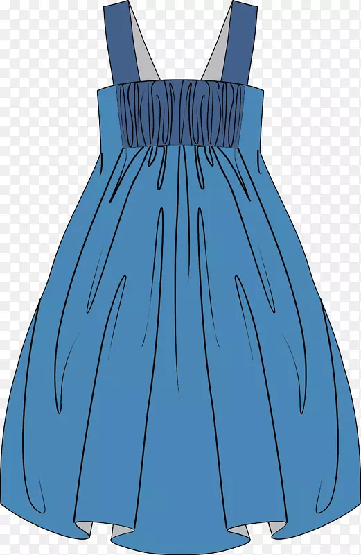 蓝色吊带裙子矢量图