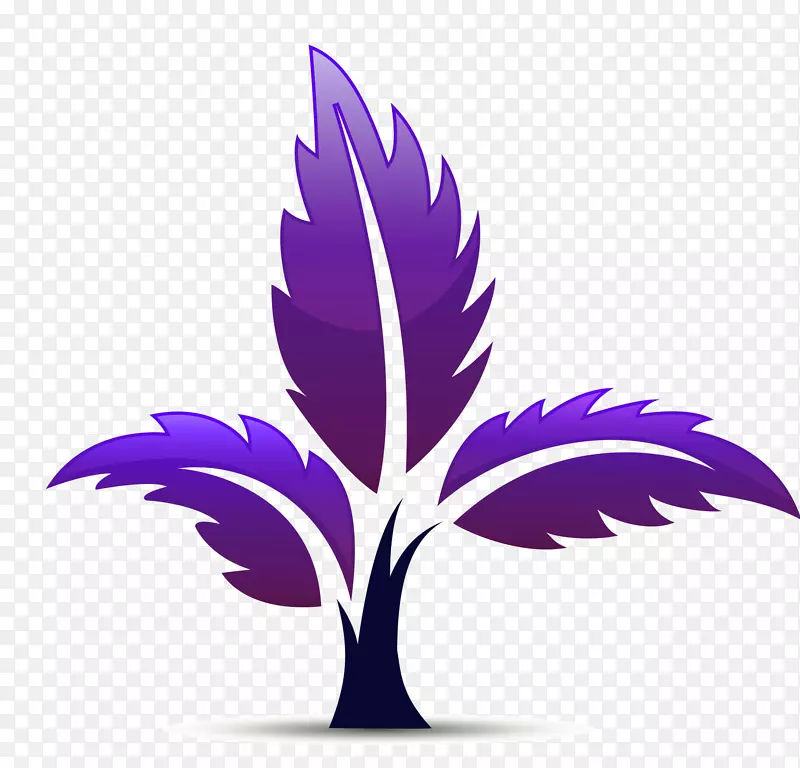 手绘卡通紫色装饰树png