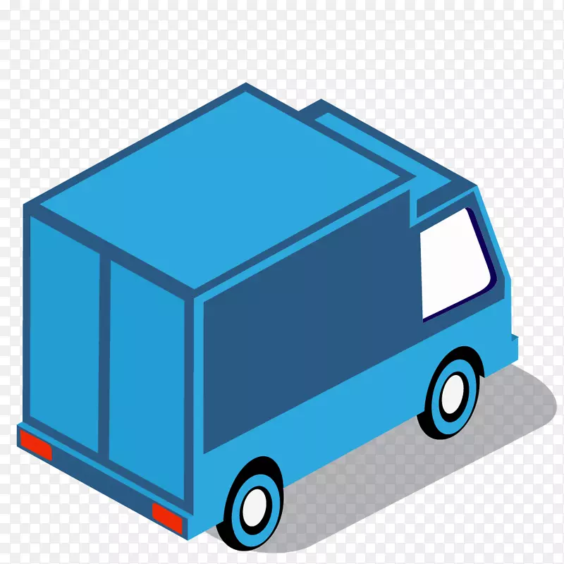 蓝色小货车手绘图