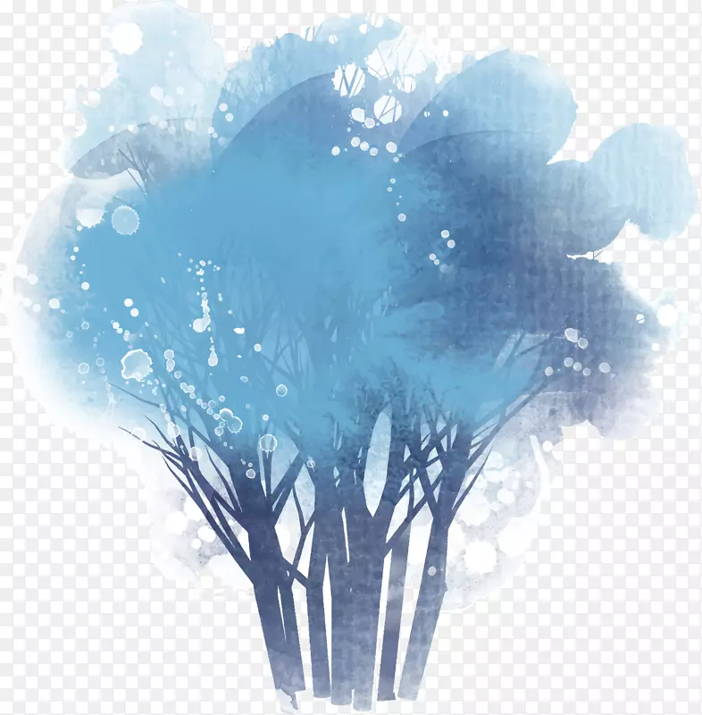 梦幻的淡蓝色树木