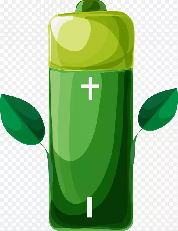 绿色水彩植物电池