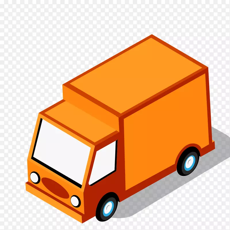 橘色小货车手绘图