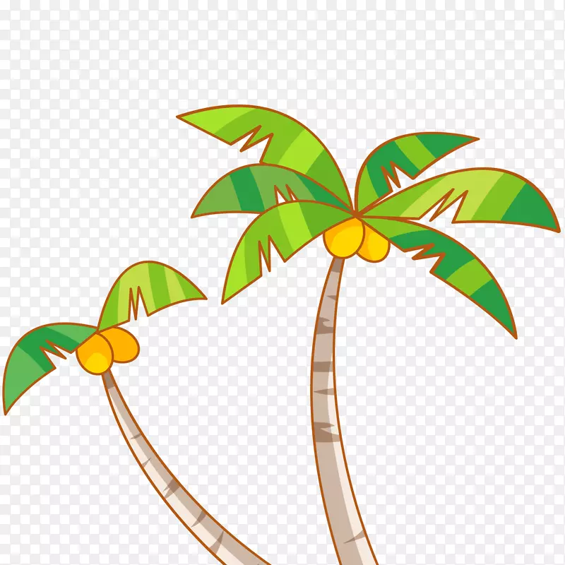 卡通手绘椰子树设计矢量图