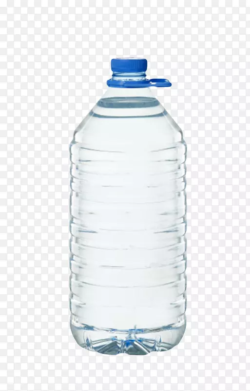 透明解渴大桶蓝色提手盖子的一瓶