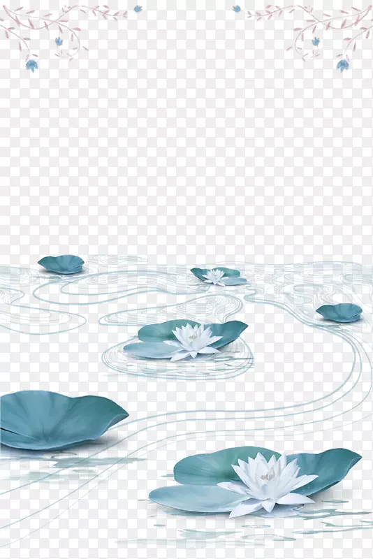 清新唯美文艺荷花海报背景