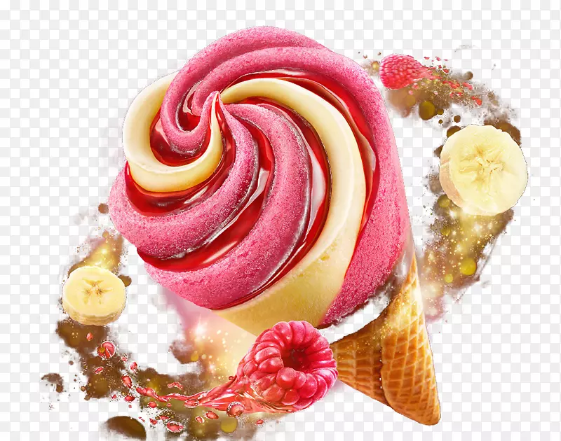多彩冰淇淋水果