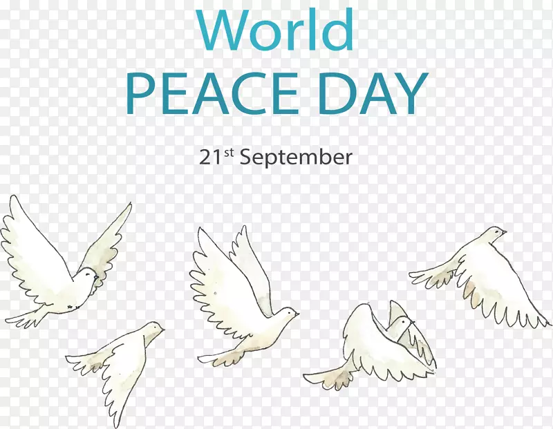 手绘鸽子世界和平日