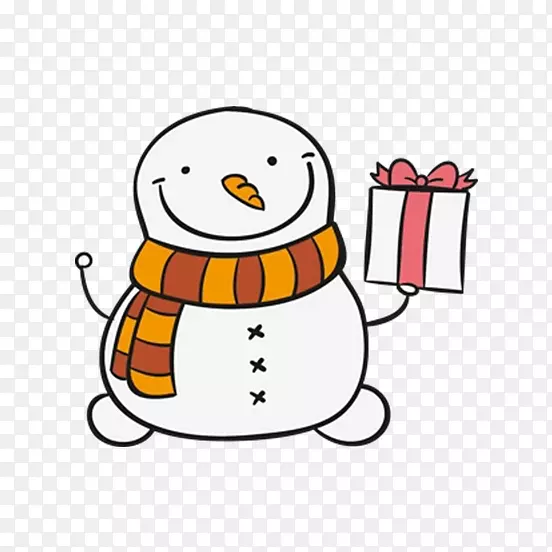 手拿礼物盒的雪人