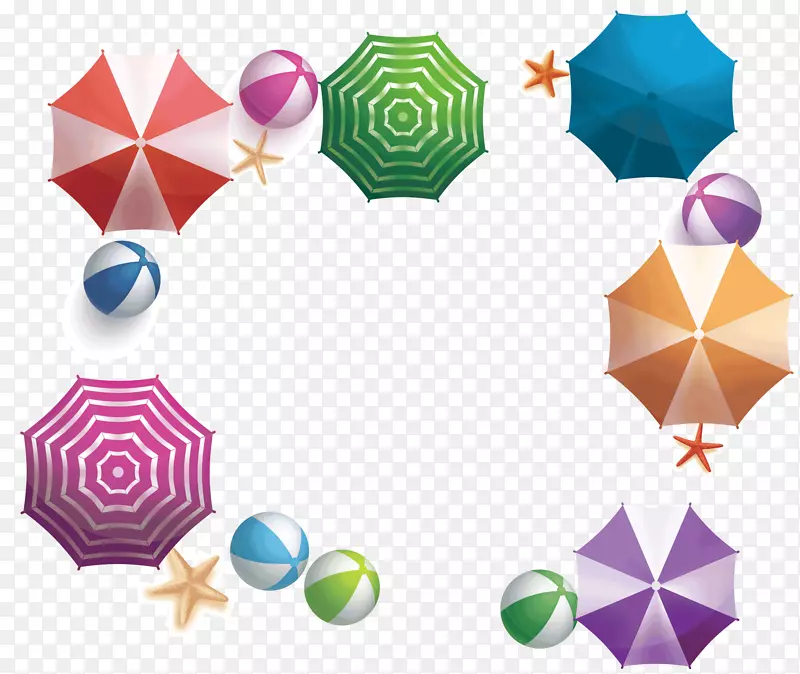 太阳伞组成的方形框