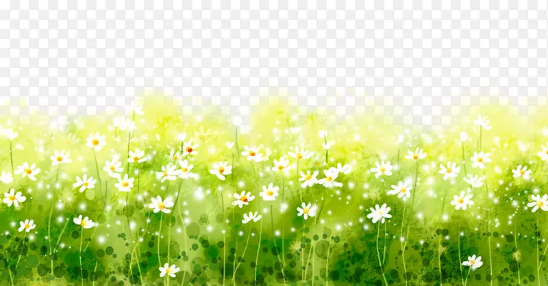 绿色春季踏青鲜花