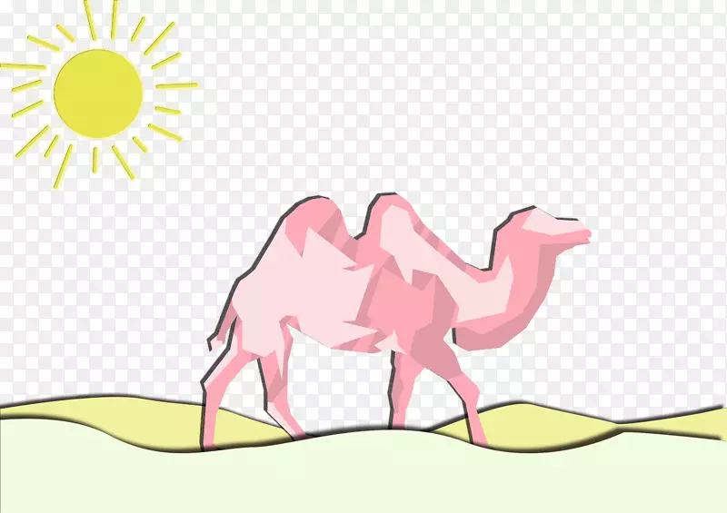 创意沙漠骆驼立体剪纸插画