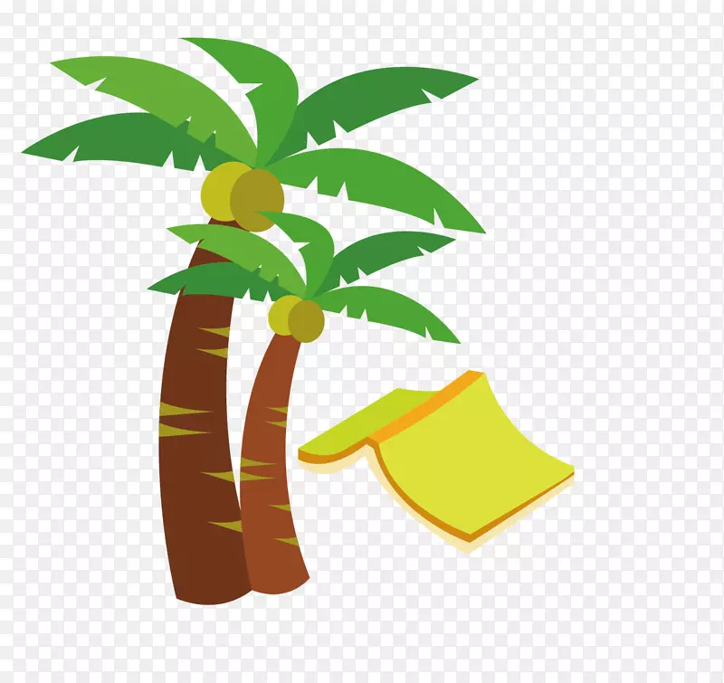 椰子树和书本矢量素材