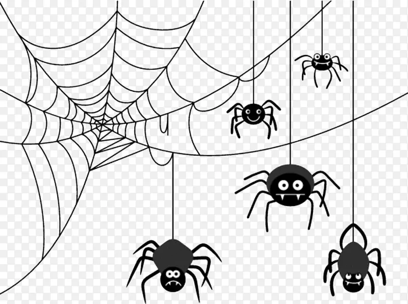 黑色手绘蜘蛛蜘蛛网